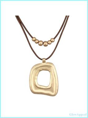Boho Chunky Circle Necklace Leather Cord Pendant Hippie Choker